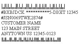 A busy address with Postnet, ACS and Planet codes